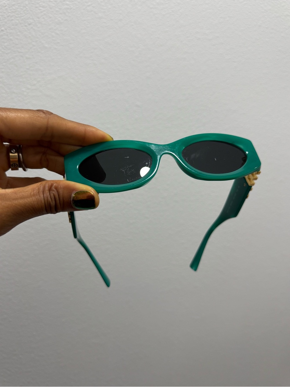 Miu Miu Green Oval Sunglasses - Women Accessories